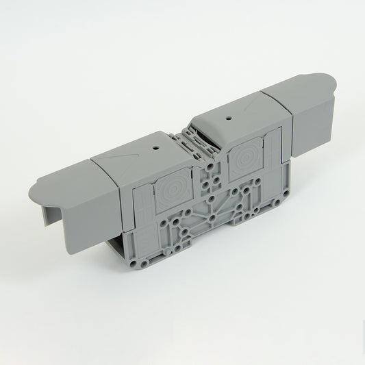 ONKA 120mm2 STUD terminal block for M10 cable lugs, DIN rail mount with protective cover, grey, 1030073