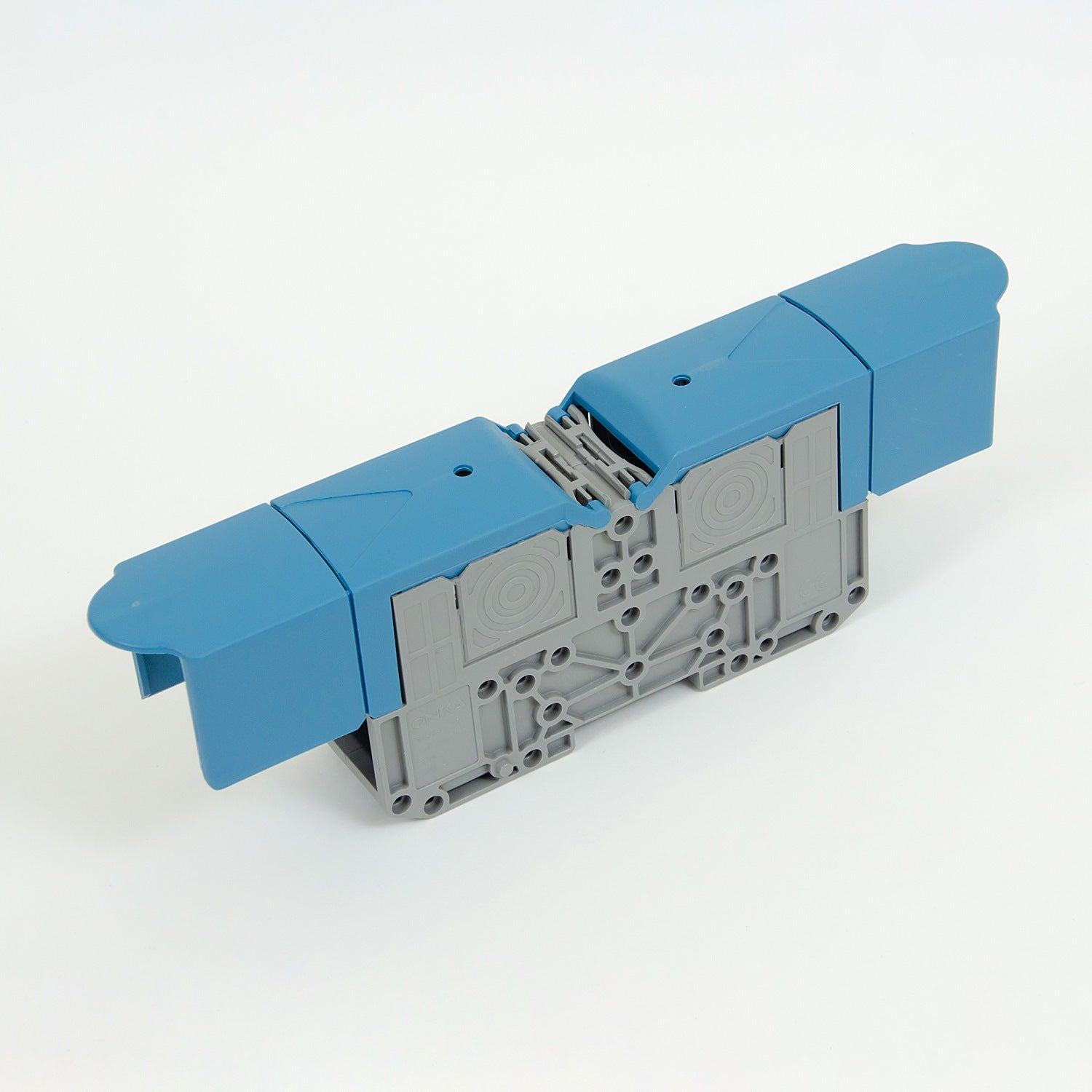 ONKA 150mm2 STUD 240 mm2 terminal for M12 cable lugs, DIN rail mount with protective cover, blue, 1030091