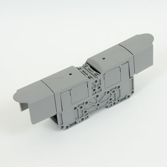 ONKA 150mm2 STUD terminal for M12 cable lugs, DIN rail mount with protective cover, grey, 1030088