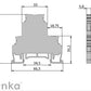 ONKA 2.5mm2, double level screw clamp terminal block, DIN rail terminal 4-wires, grey, 1010332