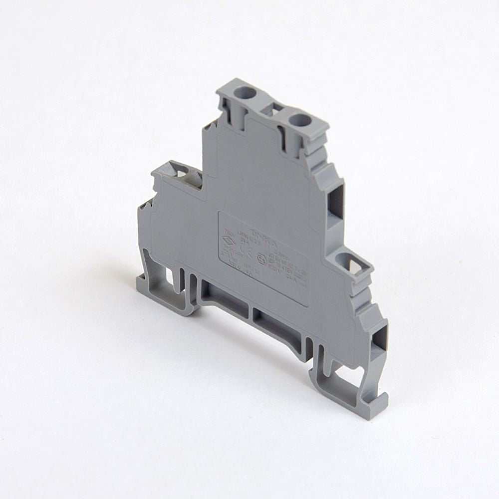 ONKA 2.5mm2, double level screw clamp terminal block, DIN rail terminal 4-wires, grey, 1010332