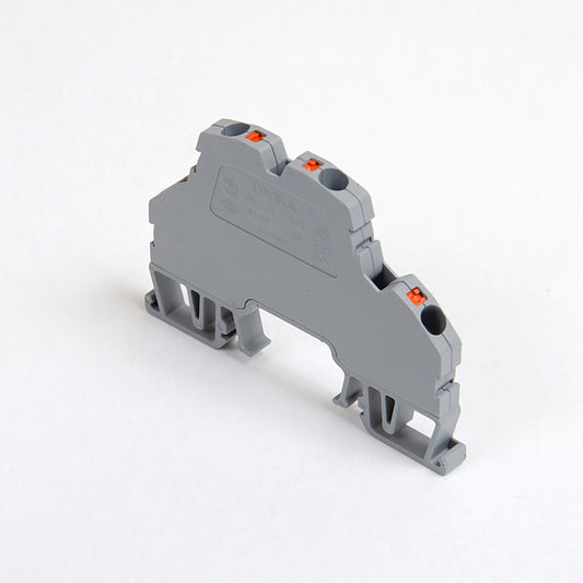 ONKA 2.5mm2, double level spring clamp (push-in) terminal block, DIN rail terminal 4-wires, grey, 1020379