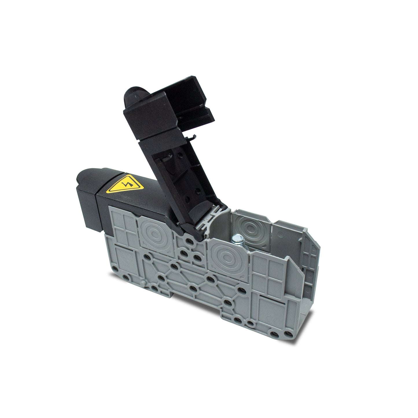 ONKA 25mm2 STUD terminal block for M6 cable lugs, DIN rail mount with protective cover, black, BR-1030004