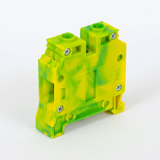 ONKA 35mm2 PE / Earth screw clamp green / yellow terminal (short) DIN rail mount, 1010533