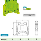 ONKA 6mm2 PE / Earth screw clamp green / yellow DIN rail terminal, 1010541