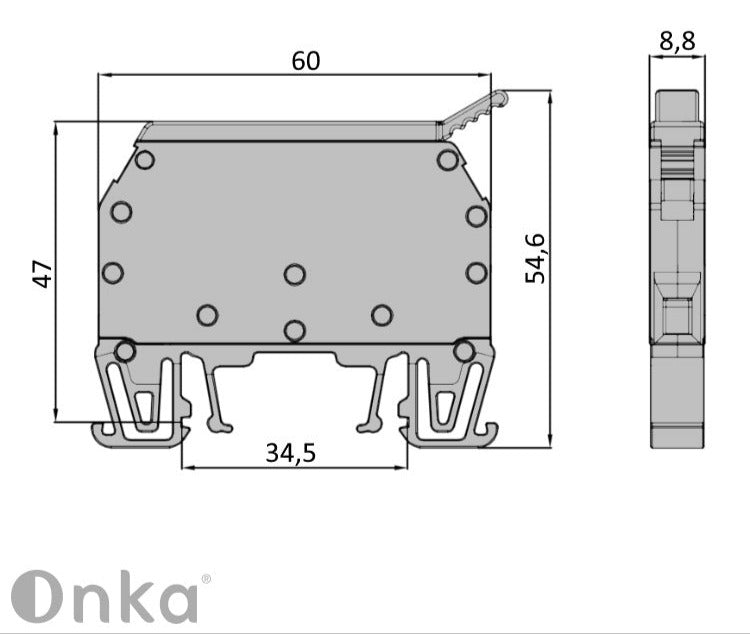 ONKA 6mm2 Screw clamp connection terminal with fuse holder  (fuse cartridge not included) grey, 1010241