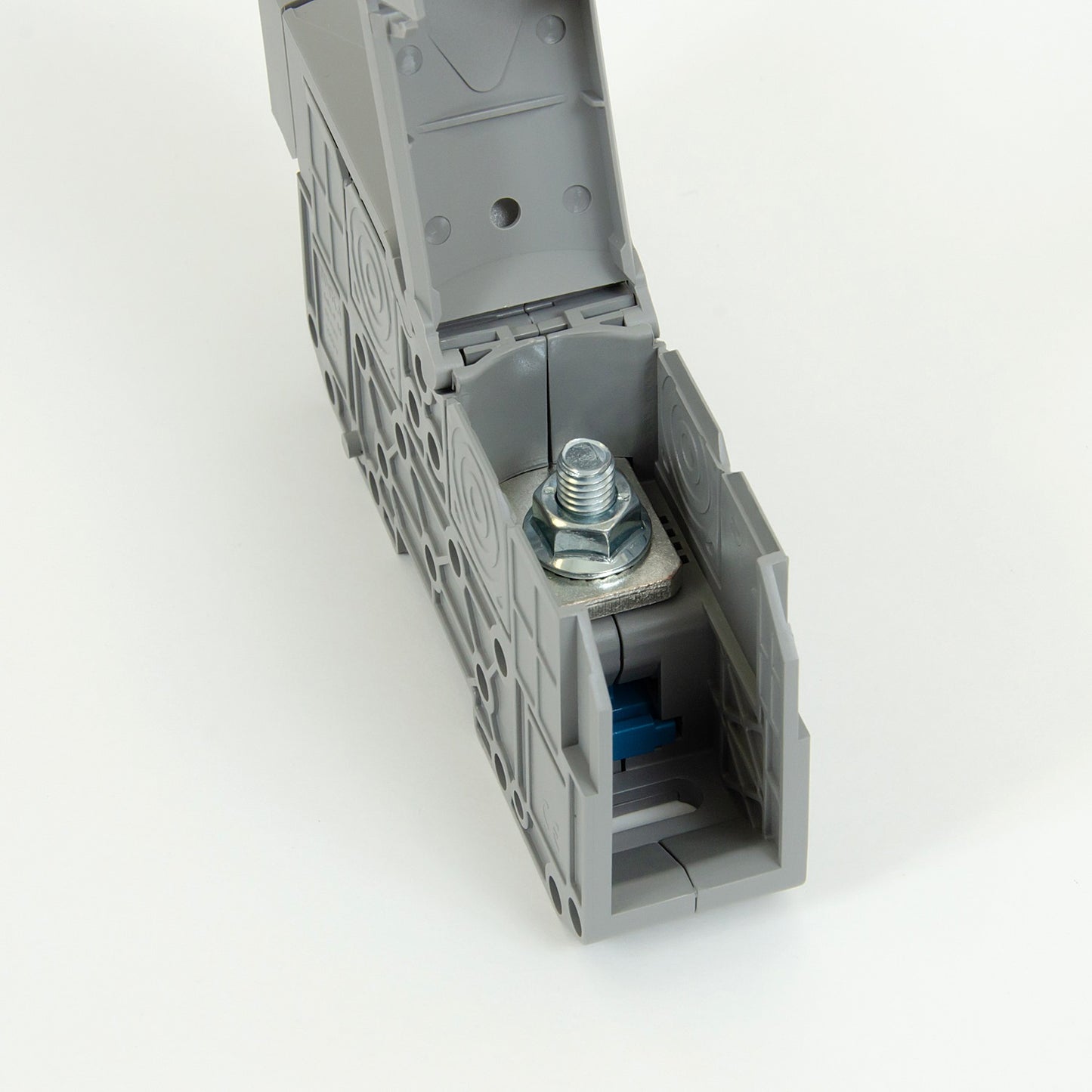 ONKA 95mm2 STUD terminal block for M8 cable lugs, DIN rail mount with protective cover, grey, 1030059