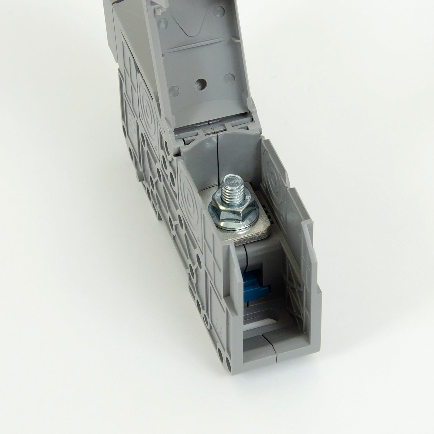 ONKA 95mm2 STUD terminal block for M8 cable lugs, DIN rail mount with protective cover, grey, 1030059