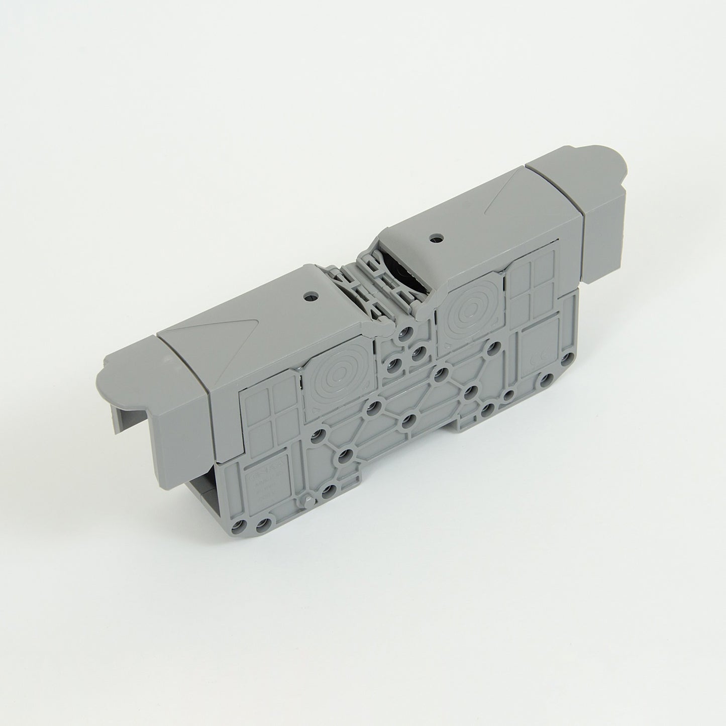 ONKA 95mm2 STUD terminal block for M8 cable lugs, DIN rail mount with protective cover, grey, 1030059