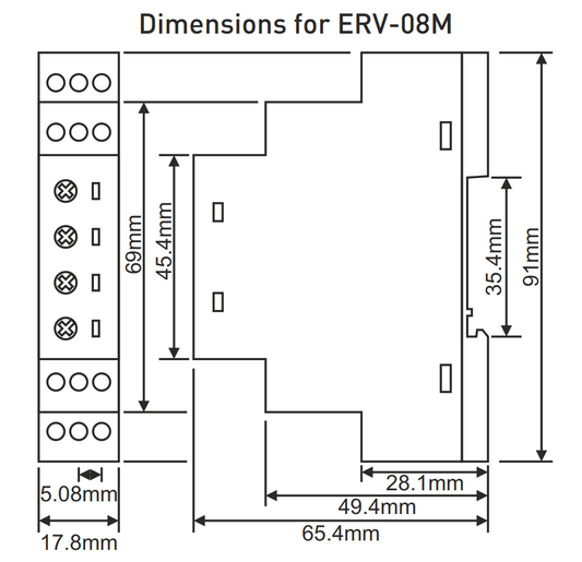 ON Delay, DIN Rail Mount Timer Relay, 12→240V AC/DC, NO-NC Output, SPDT, Single Function, ERV-08M, TENSE