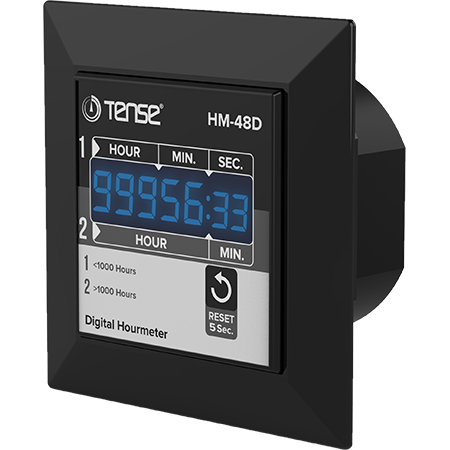 Panel Mount Digital Hour Meter, 7 Digit, up to 99999 h 59 min, 24V AC/DC, 160V - 240VAC, HM-48D (With Reset)/HM-48, TENSE