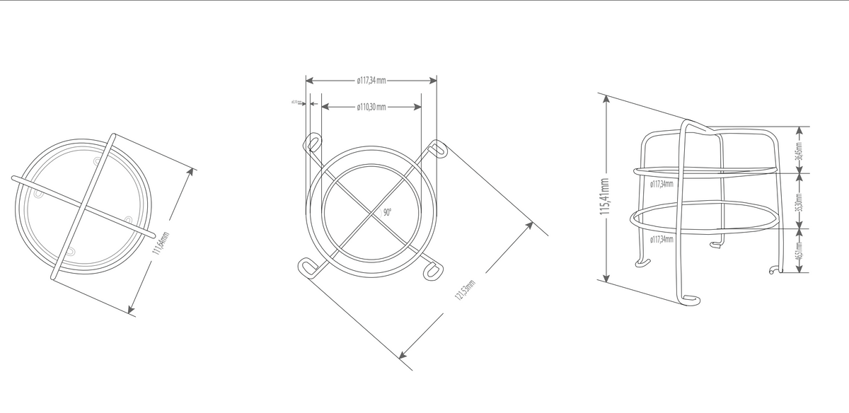 Protective metal cage for Series 90 beacons, ø90 mm