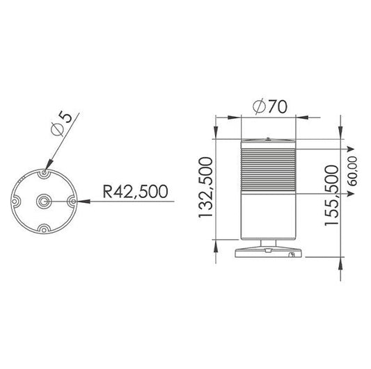 Signal tower one layer Flashing RED LED light, electronic buzzer,  IP65, SNT-7022 / SNT-7013