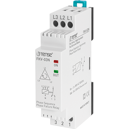 Simple And Compact Phase Failure Monitoring Relay, 3 Phase Sequence Relay, DIN rail mount, SPDT, FKV-03N, TENSE
