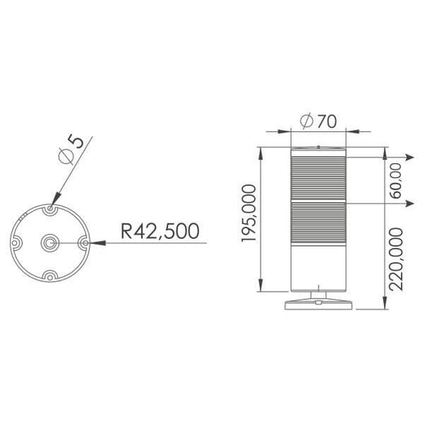 Stack Light / Signal tower double layer 2 LED lights -  RED + GREEN with buzzer,  IP65, SNT-7022 / SNT-7013