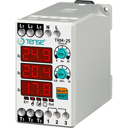 3 phase digital overload overcurrent relay  / current monitoring relay / priority relay 0,1A – 25A