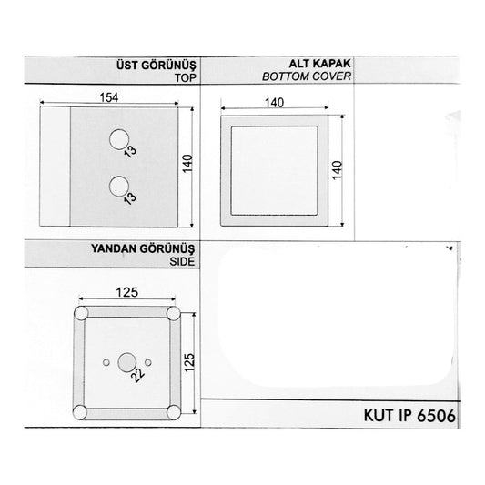 IP65 Plastic Enclosure For All type Rotary Cam Switches, OPAŞ IP6506 dimensions